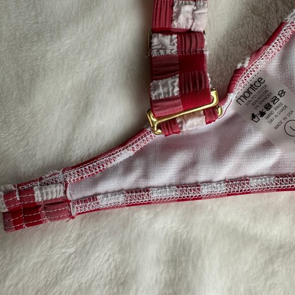 Montce Red Gingham Bustier Bikini Top Size Large NWOT $152 Pinup Retro Bra Crop - Picture 12 of 16